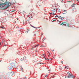 Velours de coton ras cachemire rouge fond blanc