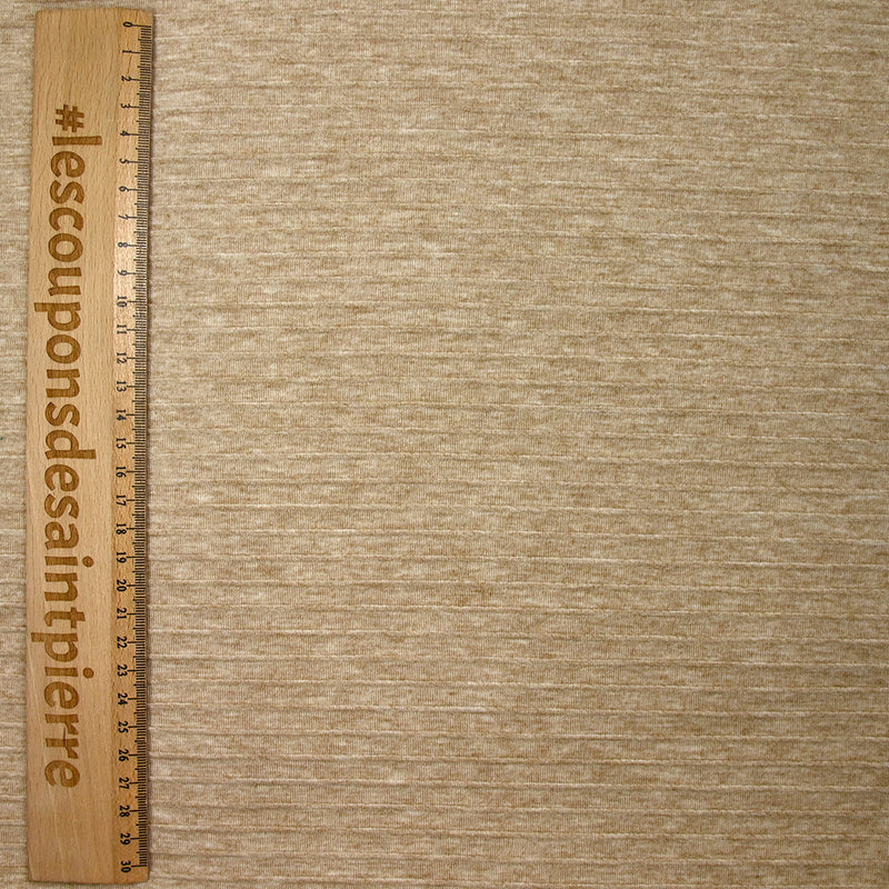 Jersey rayure ton sur ton en relief beige chiné