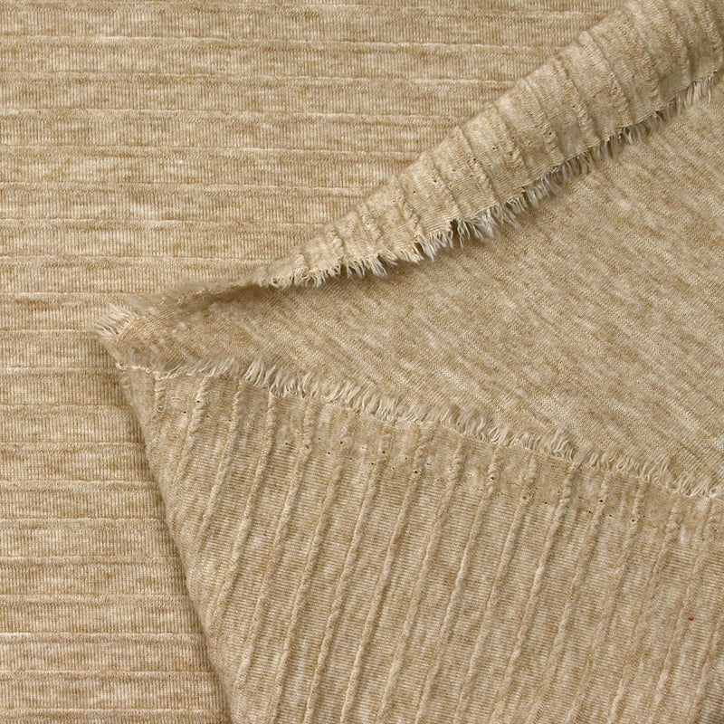 Jersey rayure ton sur ton en relief beige chiné
