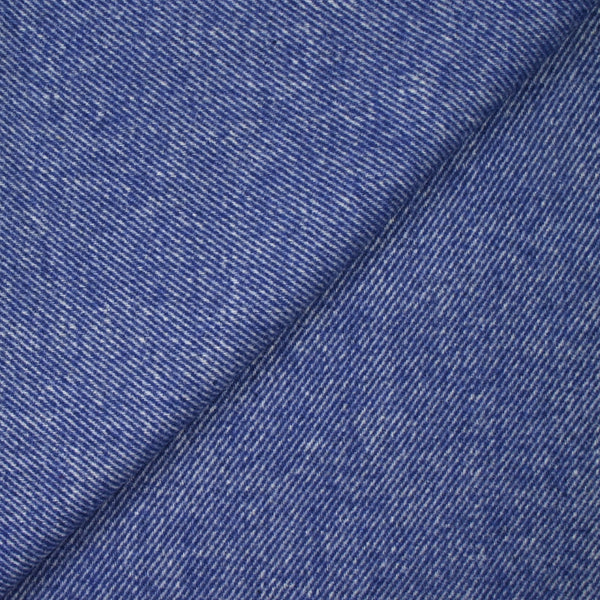 Sergé de laine mélangée bleu roi et blanc