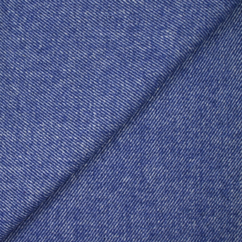 Sergé de laine mélangée bleu roi et blanc