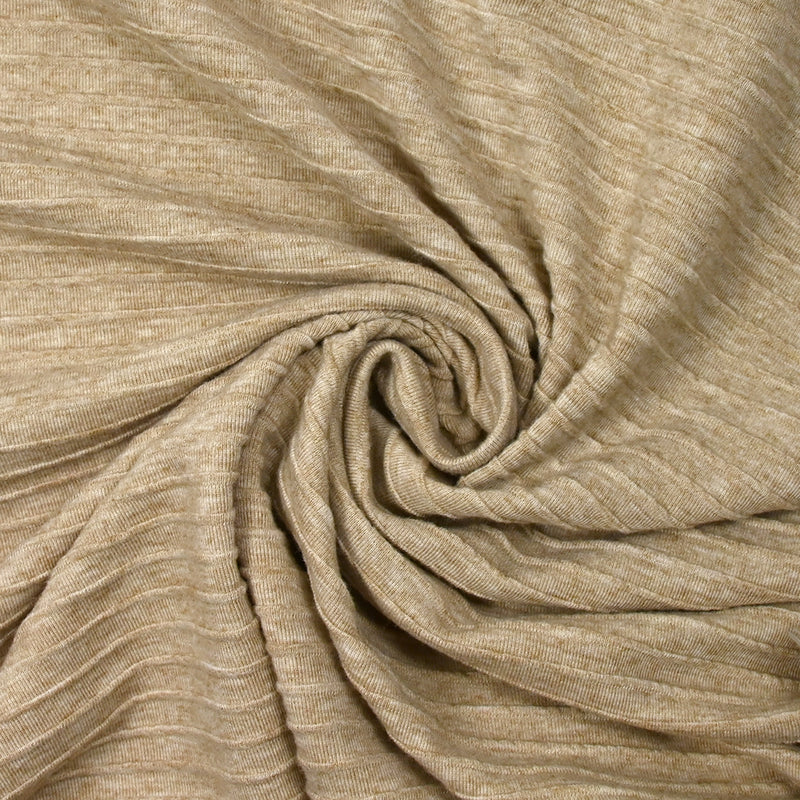 Jersey rayure ton sur ton en relief beige chiné