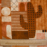 Velours de coton ras imprimé cactus camel et orange