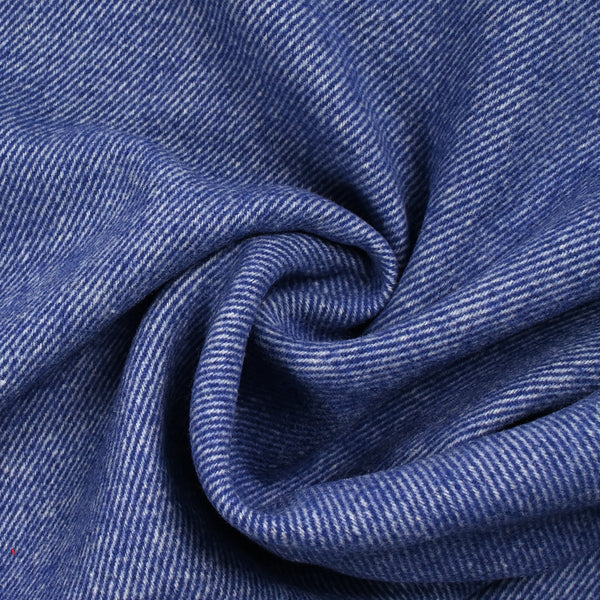 Sergé de laine mélangée bleu roi et blanc