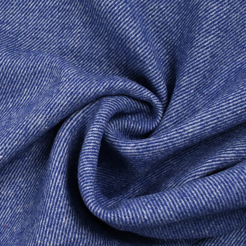 Sergé de laine mélangée bleu roi et blanc