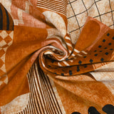 Velours de coton ras imprimé cactus camel et orange