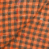 Tweed de polycoton à carreaux orange et marron
