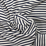 Jersey viscose côtelé marine et blanc cassé