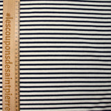 Jersey viscose côtelé marine et blanc cassé