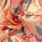 Flame and orange flower printed crinkle muslin