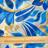 Crinkle muslin printed flame and blue flower