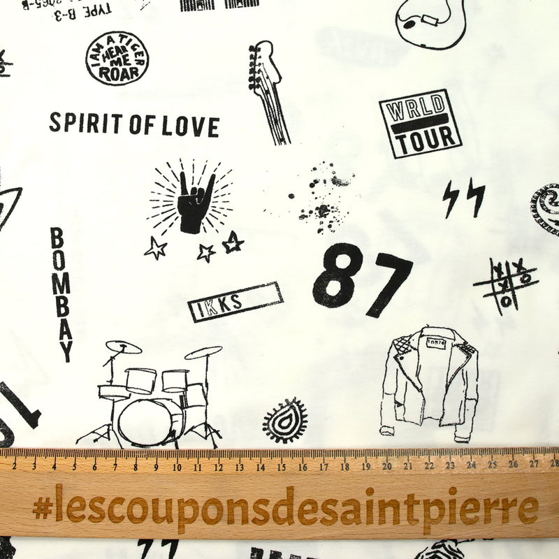 Jersey de coton imprimé spirit of love fond blanc