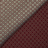 Brocart polyester Lurex doré cercles bordeaux fond écru