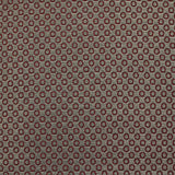 Brocart polyester Lurex doré cercles bordeaux fond écru