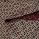Brocart polyester Lurex doré cercles bordeaux fond écru