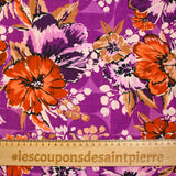 Crêpe imprimé fleurésia fond violet