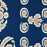 Crepe printed with l’atelier des fleurs navy background
