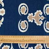 Crepe printed with l’atelier des fleurs navy background