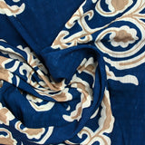 Crepe printed with l’atelier des fleurs navy background