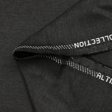 Tissu tailleur laine mélangée fantaisie gris chiné fond noir