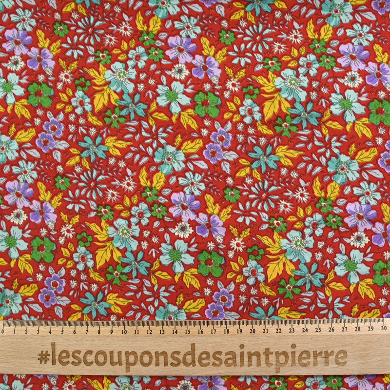 Microfibre imprimée Amanda fond rouge