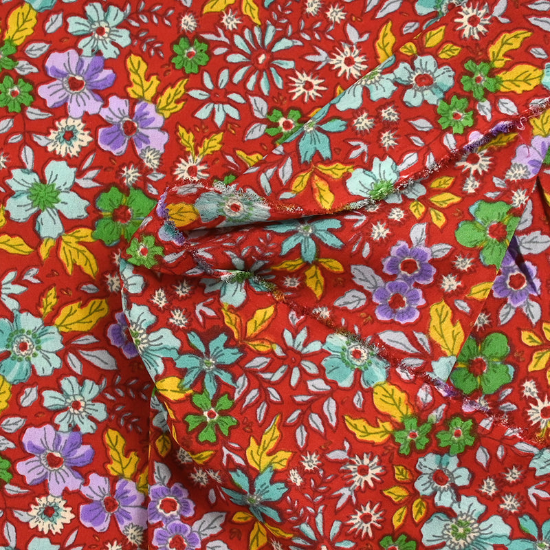 Microfibre imprimée Amanda fond rouge
