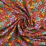 Microfibre imprimée Amanda fond rouge