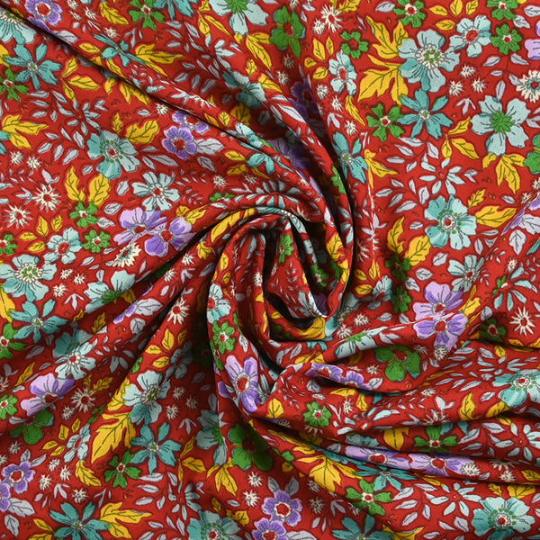 Microfibre imprimée Amanda fond rouge