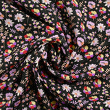 Microfibre imprimée envole-toi violet et rouge fond noir