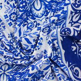 Crêpe imprimé Portugal bleu roi fond blanc