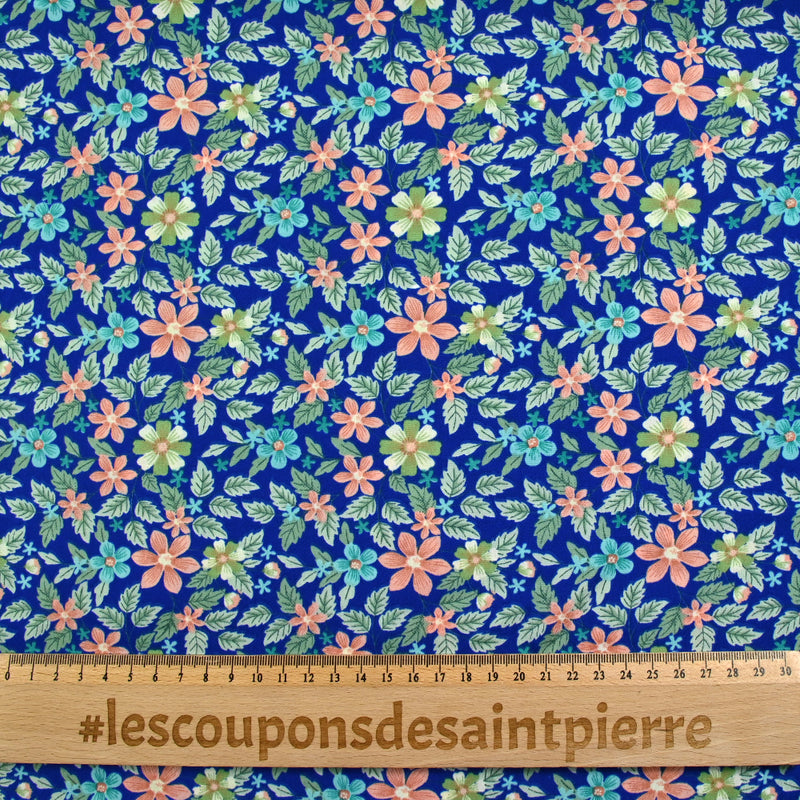 Microfibre imprimée Dakota fond bleu roi