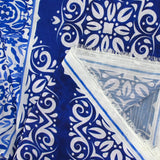 Crêpe imprimé Portugal bleu roi fond blanc