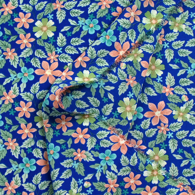 Microfibre imprimée Dakota fond bleu roi
