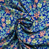 Microfibre imprimée Dakota fond bleu roi