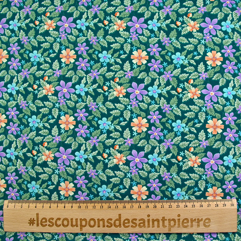 Microfibre imprimée Dakota fond turquoise foncé