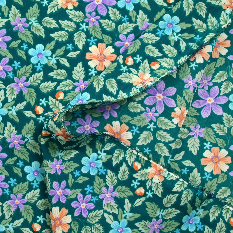 Microfibre imprimée Dakota fond turquoise foncé