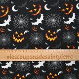Coton imprimé nuit d’halloween fond noir
