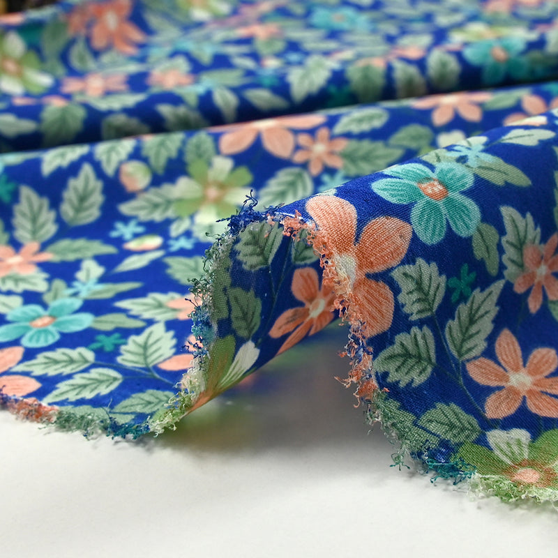 Microfibre imprimée Dakota fond bleu roi