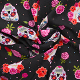 Coton imprimé día de los muertos fond noir