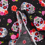 Coton imprimé día de los muertos fond noir