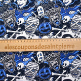 Coton imprimé vampires & créatures de la nuit bleu glacial