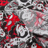 Coton imprimé vampires & créatures de la nuit rouge sang