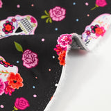 Coton imprimé día de los muertos fond noir