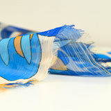 Crinkle muslin printed flame and blue flower