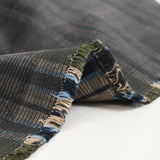 Velours côtelé 100% coton 1 mm à carreaux gris