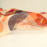 Flame and orange flower printed crinkle muslin