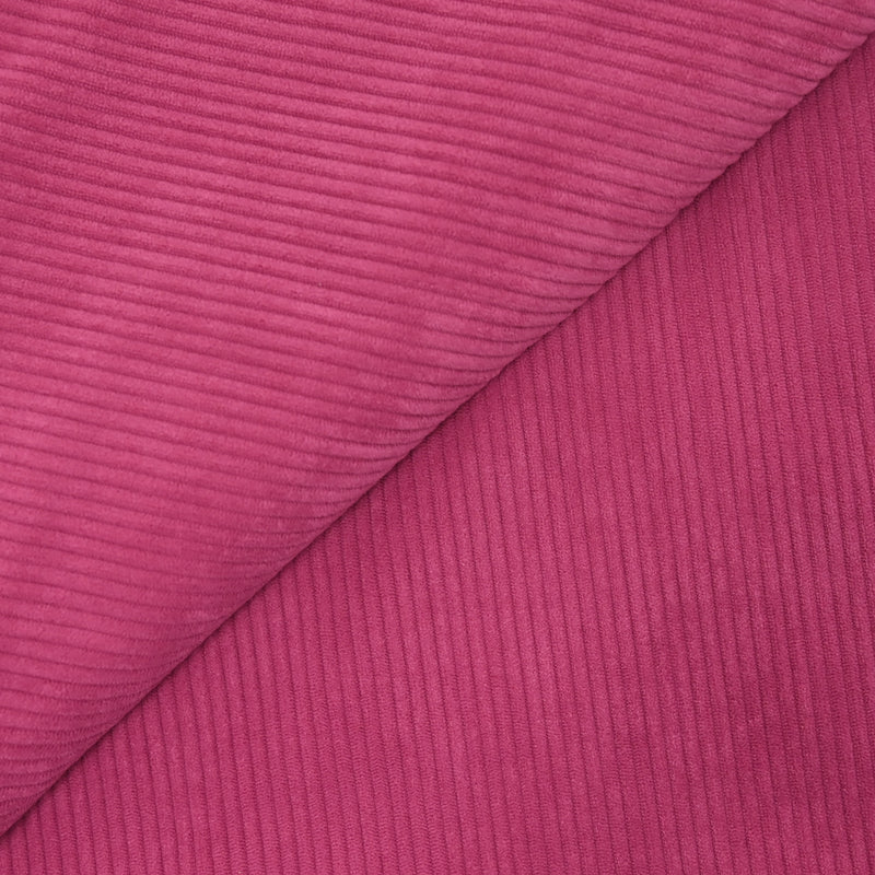 Velours polyester côtelé fuchsia