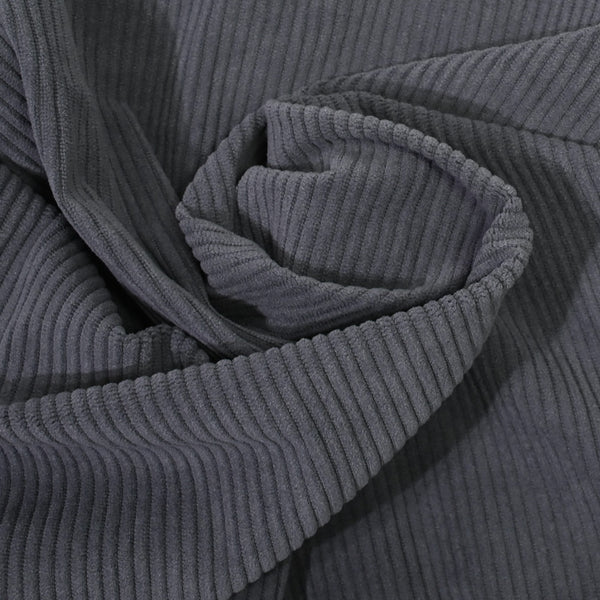Velours côtelé polyester 3 mm gris éléphant