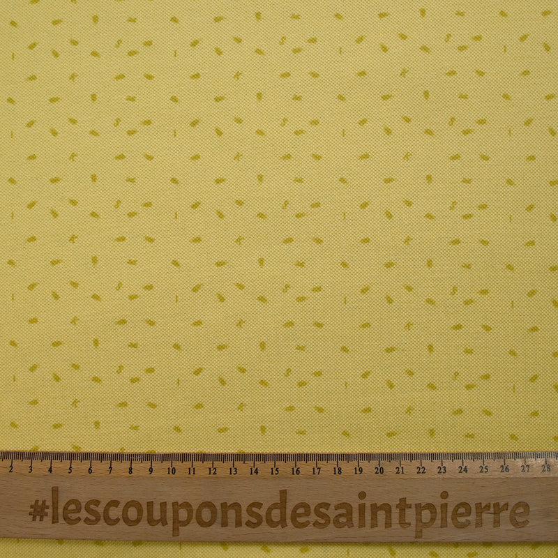 Maille polo coton imprimée sésame et lettres fond jaune