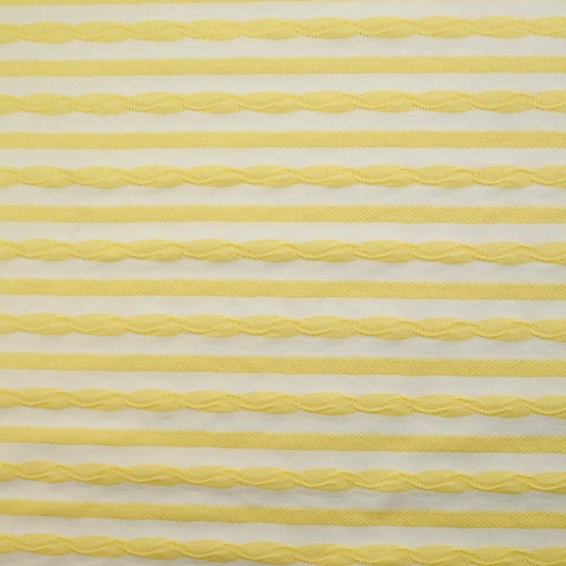 Jersey de coton rayure en texture jaune beurre et blanc